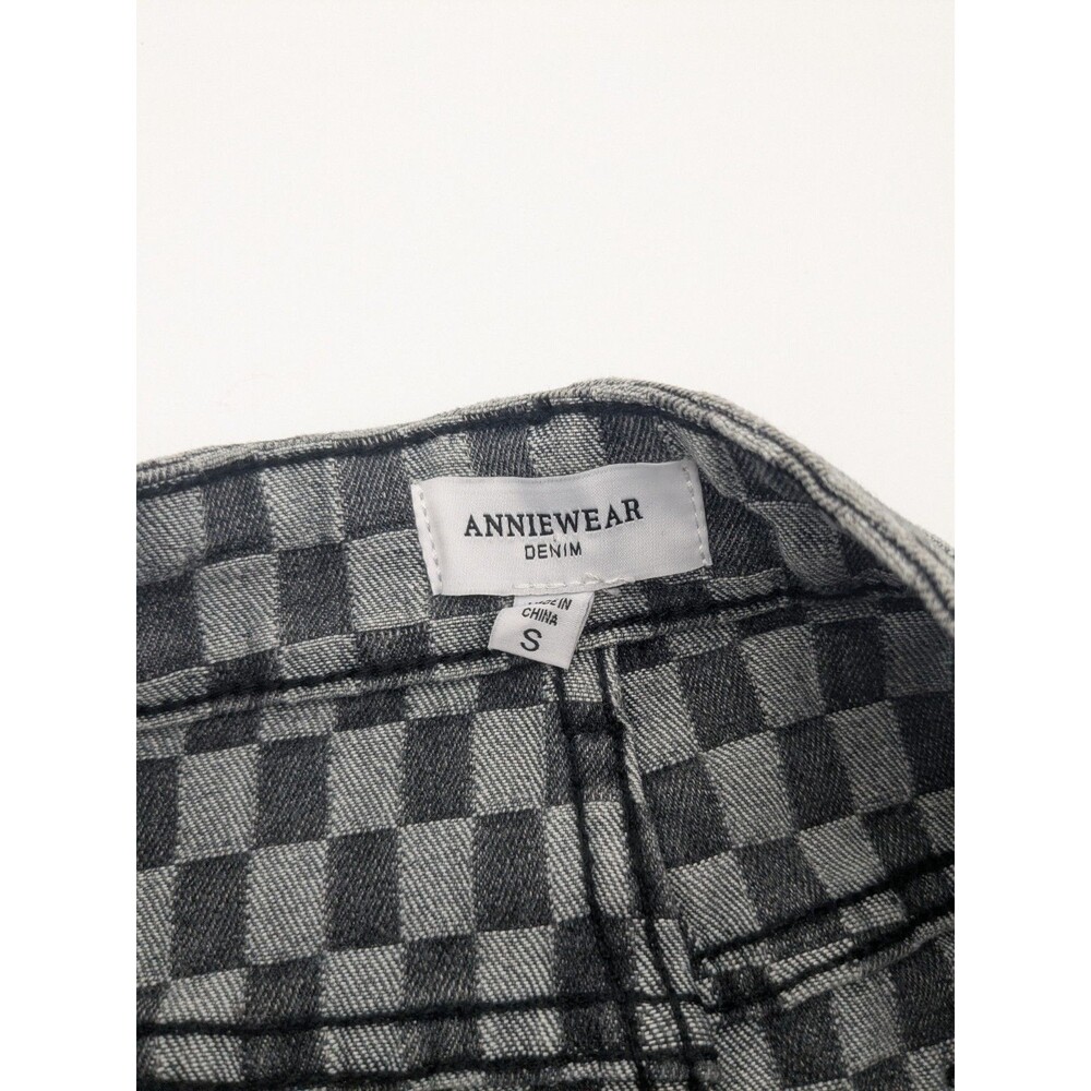 Sm. Women’s Y2K Style Checkerboard Denim Cargo Mini Skirt Gray Black Annie Wear - Picture 5 of 9